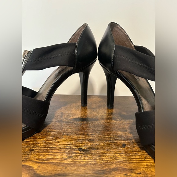 Moda Spana Women’s Black Open Toe Zipper Heels Size 9.5 - Picture 11 of 13